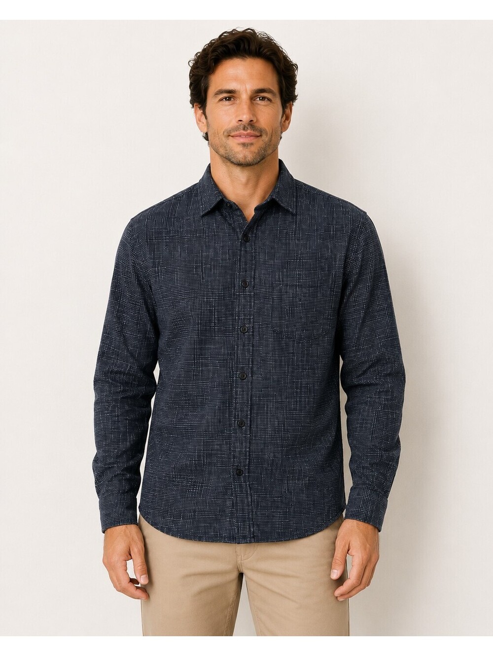 Goodfellow & Co Men’s Large Navy Textured Long Sleeve Button-Up Shirt L